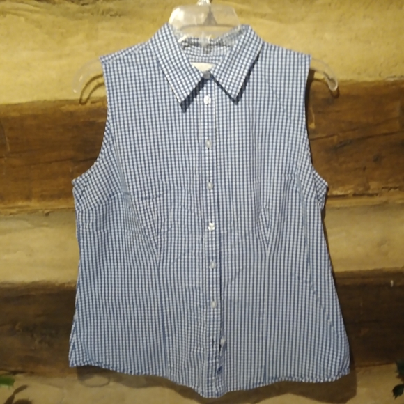 Izod Tops - Izod Blue Gingham Shirt Size Large